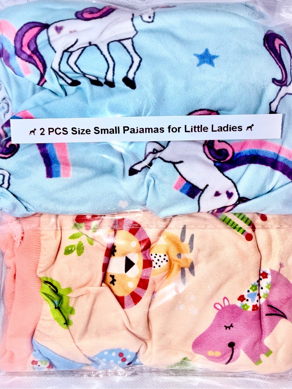 EUC REUSABLE WASHABLE UNICORNS & ZOO ANIMALS SIZE S JAMMIES*PLS SEE DESCRIPTION